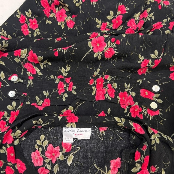 Floral Black and Pink Women's Dress - Picture 4 of 12